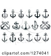 Clipart Of Dark Blue Nautical Anchors And Ropes Royalty Free Vector Illustration