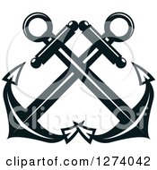 Clipart Of Dark Blue Crossed Nautical Anchors 2 Royalty Free Vector Illustration