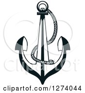 Clipart Of A Dark Blue Nautical Anchor With Sisal Rope 2 Royalty Free Vector Illustration