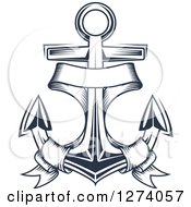Clipart Of A Navy Blue Nautical Anchor And Banner 2 Royalty Free Vector Illustration