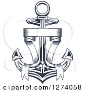 Clipart Of A Navy Blue Nautical Anchor And Banner 3 Royalty Free Vector Illustration