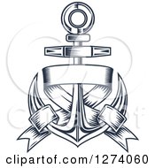 Clipart Of A Navy Blue Nautical Anchor And Banner 5 Royalty Free Vector Illustration