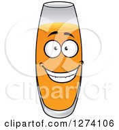 Clipart Of A Happy Glass Of Orange Juice Royalty Free Vector Illustration
