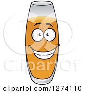 Clipart Of A Happy Glass Of Apple Juice Royalty Free Vector Illustration