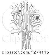 Grayscale Computer Chip And Circuit Tree