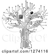 Grayscale Computer Chip And Circuit Tree 2