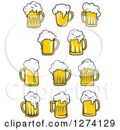 Clipart Of Frothy Mugs Of Beer Royalty Free Vector Illustration