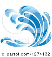 Clipart Of A Blue Splashing Ocean Surf Wave 2 Royalty Free Vector Illustration