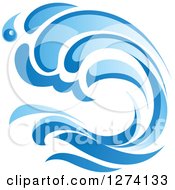 Poster, Art Print Of Blue Splashing Ocean Surf Wave 3