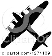 Clipart Of A Black Silhouetted Airplane 2 Royalty Free Vector Illustration