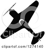Clipart Of A Black Silhouetted Airplane 3 Royalty Free Vector Illustration