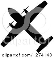 Clipart Of A Black Silhouetted Airplane 6 Royalty Free Vector Illustration