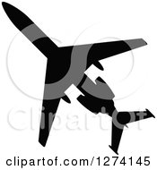 Poster, Art Print Of Black Silhouetted Commercial Airplane
