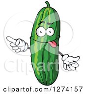 Clipart Of A Goofy Pointing Cucumber Character Royalty Free Vector Illustration