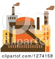 Poster, Art Print Of Factory Building In Brown Yellow And Orange Tones 3
