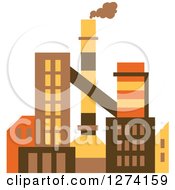 Poster, Art Print Of Factory Building In Brown Yellow And Orange Tones 4