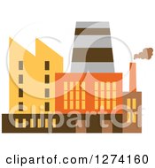 Poster, Art Print Of Factory Building In Brown Yellow And Orange Tones 5