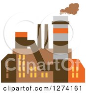Poster, Art Print Of Factory Building In Brown Yellow And Orange Tones 6