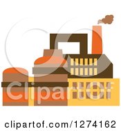 Poster, Art Print Of Factory Building In Brown Yellow And Orange Tones 7