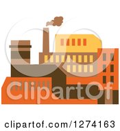 Poster, Art Print Of Factory Building In Brown Yellow And Orange Tones