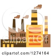 Poster, Art Print Of Factory Building In Brown Yellow And Orange Tones 2