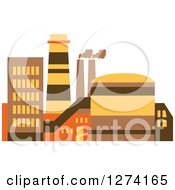Poster, Art Print Of Factory Building In Brown Yellow And Orange Tones 9