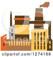 Poster, Art Print Of Factory Building In Brown Yellow And Orange Tones 8