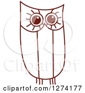 Clipart Of A Brown Sketched Owl 6 Royalty Free Vector Illustration