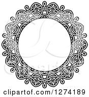 Clipart Of A Black And White Round Lace Frame Design 10 Royalty Free Vector Illustration