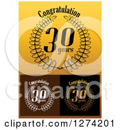 30 Years Laurel Wreath Anniversary Designs On Gold Brown And Black Backgrounds