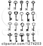 Clipart Of Black And White Antique Skeleton Keys 6 Royalty Free Vector Illustration