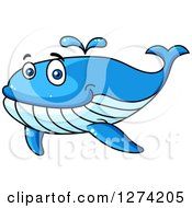 Poster, Art Print Of Cartoon Spouting Blue Whale