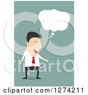 Clipart Of A Caucasian Businessman Talking Royalty Free Vector Illustration