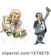 Poster, Art Print Of Caucasian Business Men Holding Up Cash Money