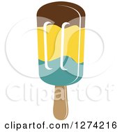 Clipart Of A Brown Yellow And Blue Ice Cream Popsicle Royalty Free Vector Illustration