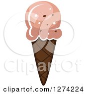 Clipart Of A Strawbery Waffle Ice Cream Cone Royalty Free Vector Illustration