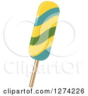 Clipart Of A Yellow Blue And Green Ice Cream Popsicle Royalty Free Vector Illustration