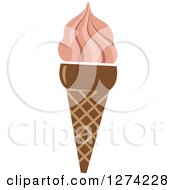 Clipart Of A Waffle Ice Cream Cone Topped Strawberry Frozen Yogurt Royalty Free Vector Illustration