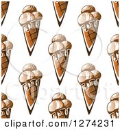 Clipart Of A Seamless Background Pattern Of Dripping Waffle Ice Cream Cones Royalty Free Vector Illustration