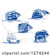 Poster, Art Print Of Navy Blue Sailing Ships
