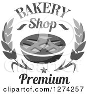 Clipart Of A Grayscale Lattice Topped Pie Star And Wheat With Text Royalty Free Vector Illustration
