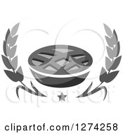 Clipart Of A Grayscale Lattice Topped Pie Star And Wheat Royalty Free Vector Illustration