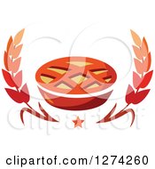 Clipart Of A Lattice Topped Pie Star And Wheat Royalty Free Vector Illustration