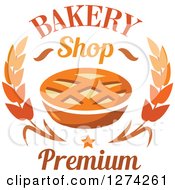 Clipart Of A Lattice Topped Pie Star And Wheat With Bakery Shop Premium Text Royalty Free Vector Illustration