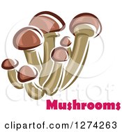 Clipart Of A Cluster Of Mushrooms With Text Royalty Free Vector Illustration