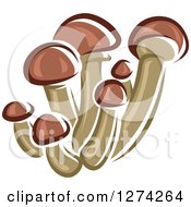 Clipart Of A Cluster Of Mushrooms Royalty Free Vector Illustration