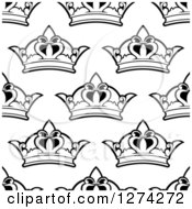 Poster, Art Print Of Seamless Background Pattern Of Black And White Ornate Crowns 2