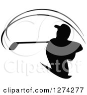 Poster, Art Print Of Black Silhouetted Golfer Swinging