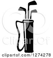 Clipart Of A Black And White Golf Bag And Clubs Royalty Free Vector Illustration