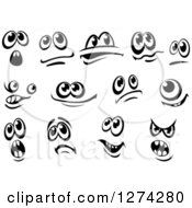 Clipart Of A Black And White Expressional Eyes Royalty Free Vector Illustration